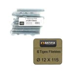 Pack de 6 tiges filet�es m12 batifix diam�tre 12 x 115mm
