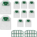 Pack accessoires pour vorwerk kobold vk200 - sac aspirateur remplacement fp200 [lot 10] filtre moteur ...