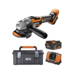 Aeg - pack 18v - meuleuse brushless 125 mm - batterie 4. 0 ah - chargeur - caisse de rangement