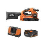Aeg - pack 18v - ponceuse  bande brushless 75mm - batterie 4. 0 ah - chargeur