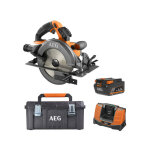 Aeg - pack 18v - scie circulaire brushless 190 mm - batterie 4. 0 ah - chargeur - caisse de rangement ...