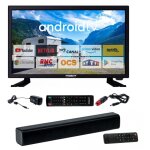 Pack antarion tv led 18. 5  47cm tlviseur hd bluetooth 12v camping car + barre de son 30w