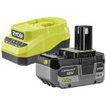 Pack batterie ryobi 18v one + 4, 0ah lithiumplus - 1 chargeur rapide 2. 0ah rc18120a - 140x