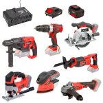 Pack complet bricolage easy full : perceuse / perfo / meuleuse / scie sauteuse / circulaire / sabre / ...