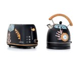 Pack grille - pain caprizze kaito avec double fente extra large et bouilloire nara couleur noir mat floral ...