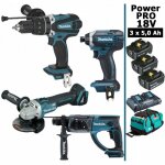 Pack makita power pro 18v: perceuse 91nm dhp458 + perfo 2j dhr202 + meuleuse dga504 + visseuse 165nm ... Pack makita power pro 18v: perceuse 91nm dhp458 + perfo 2j dhr202 + meuleuse dga504 + visseuse 165nm ...