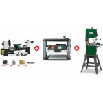 Pack menuisier avec tour � bois 200x305, raboteuse 330mm et scie � ruban verticale 230v holzstar db305 ...