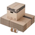 Lot 40 cartons d�m�nagement stockage livres - 40 x 30 x 30 cm - poign�es renforc�es - 2 adh�sifs offerts ...