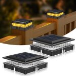 Pack of 2 solar post caps, solar lights fence caps 4x4 solar fence cap light for patio fence, conservatory, ...