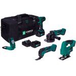 Vonroc - pack outils sans fil plate - forme 20v - perceuse - visseuse, scie sauteuse, outil multifonction, ...