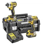 Dewalt - pack perceuse + visseuse � chocs dck266p2t - 18v - 2 batteries 5ah - chargeur - coffret tstak ...