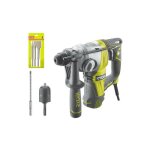 Ryobi - pack perforateur burineur sdsplus 800w - 4 modes - rsds800 - kc - kit 3 burins sds + rioby 1 ...