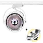 Pack projecteur rail monophas� + ampoule led ar111 gu10 - blanc chaud - blanc