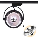 Pack projecteur rail monophasé + ampoule led ar111 gu10 - blanc neutre - noir Pack projecteur rail monophasé + ampoule led ar111 gu10 - blanc neutre - noir