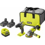 Ryobi - pack 2 outils: 1 perceuse - visseuse r18dd3 - 0 + 1 meuleuse d'angle 115 mm r18ag - 0 + 2 batteries ...