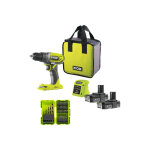 Pack ryobi perceuse visseuse r18dd2 - 220s - 18v one plus - 2 batteries 2, 0ah - chargeur - coffret antichocs ...