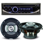 Pack sono voiture autoradio rcd123 4x75w + 2 haut parleurs 10cm 80w