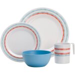 Pack de vaisselle en m�lamine just stripes 16 pi�ces - flamefield