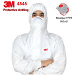 M - e - pack vêtements de protection à capuche combinaison 3m 4545, taille xl + masque ffp3 - contre ... M - e - pack vêtements de protection à capuche combinaison 3m 4545, taille xl + masque ffp3 - contre ...