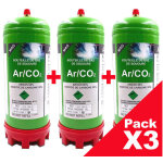 Pack (x3) bouteilles gaz argon + co2 jetable 1, 8 litres - soudure acier inox