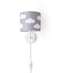 Lampe � poser chambre enfant abat - jour tissu rond applique lune �toiles e14 lampe murale - blanc, design ...