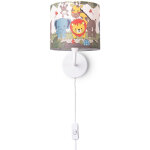 Paco home - lampe poser chambre enfant chevet abat - jour tissu applique ronde animaux lampe murale - ...