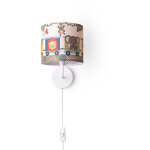 Paco home - lampe poser chambre enfant chevet abat - jour tissu applique ronde animaux lampe murale - ...