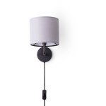 Lampe de table applique lampe salon chambre � coucher abat - jour tissu uni lampe murale - noir, grey ...