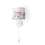 Lampe table chambre d'enfant applique rue pompiers abat - jour tissu rond lampe murale - blanc, design ...