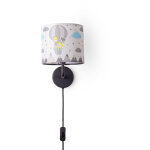 Lampe table chambre d'enfant applique rue pompiers abat - jour tissu rond lampe murale - noir, design ...