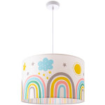 Paco home plafonnier suspension chambre enfant abat - jour tissu rond color bb e27 lampe  suspension ...