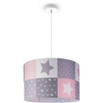 Paco home - plafonnier suspension chambre enfant abat - jour tissu rond color� b�b� e27 lampe � suspension ...