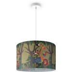 Paco home - suspension chambre enfant plafonnier abat - jour tissu rond jungle lampe � suspension - blanc, ...