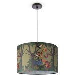 Paco home - suspension chambre enfant plafonnier abat - jour tissu rond jungle lampe � suspension - noir, ...
