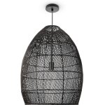 Paco home - suspension salon boho lampes en osier rotin lampe suspendue noir (�52 cm), lampe � suspension ...