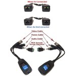Paire balun ahd pva vido cvi tvi analogique avec alimentation audio rj45 1ch