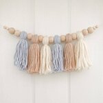 Pampilles en coton style boho, perles en bois, d�coration pour chambre d'enfant, pendentif photo pour ...