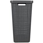 Panier � linge curver avec couvercle aspect jute 58l gris fonc�