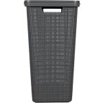 Panier  linge curver avec couvercle aspect jute 58l gris fonc