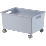 Panier de rangement avec roulettes - bo�te organisatrice grande capacit� gris pour livres, v�tements, ...