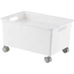 Panier de rangement avec roulettes - bo�te organisatrice grande capacit� en pp r�sistant pour livres, ...