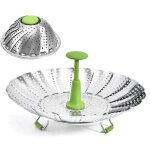 Panier vapeur inox, 14cm cuit vapeur inoxydable pour autocuiseur avec manche t�lescopique, panier pour ...