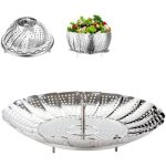 Panier vapeur inox, 9'' cuit vapeur inoxydable pour autocuiseur, panier pour cuire � la vapeur, fleur ...