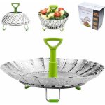 Panier vapeur inox, 9'' cuit vapeur inoxydable pour autocuiseur avec manche t�lescopique, panier pour ...