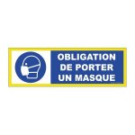 Panneau adhsif obligation de porter un masque - haute visibilit - 450x150mm