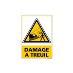 Panneau danger damage a treuil (c1445) - aluminium 2 mm - 210 x 300 mm