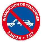 Signaletique. biz france ? panneau d'interdiction de stationner 24h / 24 ? plastique pvc 1 mm ? diam�tre ...
