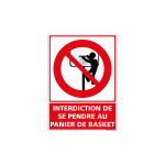 Panneau interdit de se pencher au panier de basket (d1158) - adh�sif - 75 x 105 mm