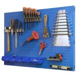 Panneau mural perfor� porte outils, jeu de 8 crochets, 600x1200x35 mm, bleu - simonwork - simonrack