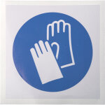 Panneau obligation, avec pictogramme : gants de protection obligatoires, auto - adh�sif, en vinyle ( ...